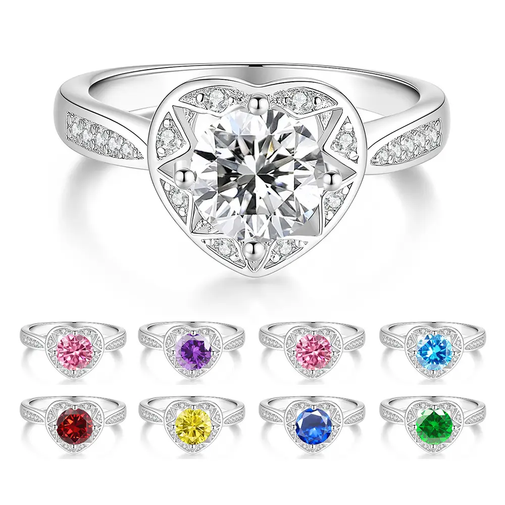 Sweet 1ct Heart Moissanite Ring with Multiple Color Options