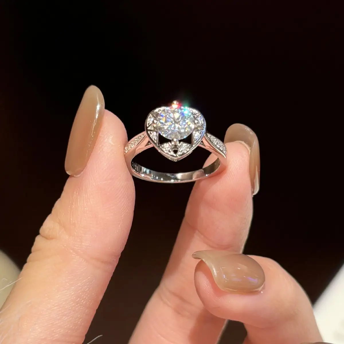 Alternative view of Sweet 1ct Heart Moissanite Ring with Multiple Color Options